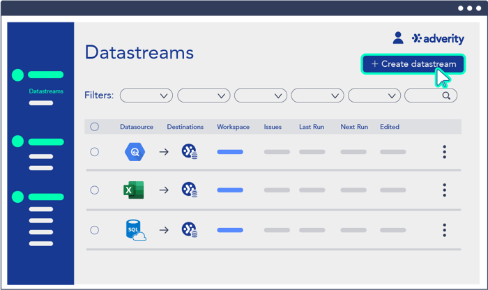 Screenshot of step 1: create datastream
