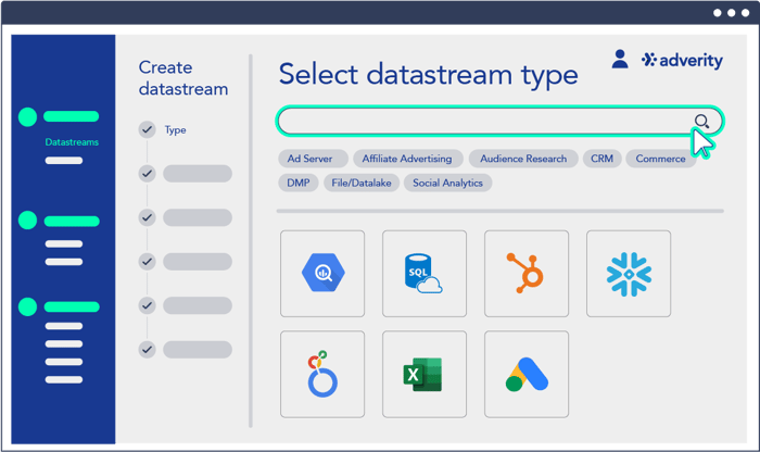 Screenshot of step 2: choose datastream