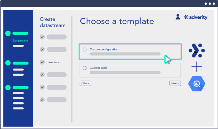 Screenshot of step 4: choose datastream template