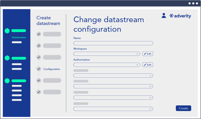 Screenshot of step 5: configure datastream