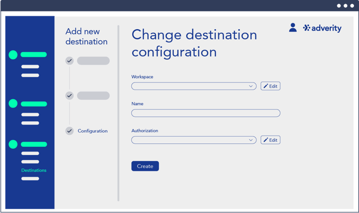 Screenshot of step 4: destination configuration